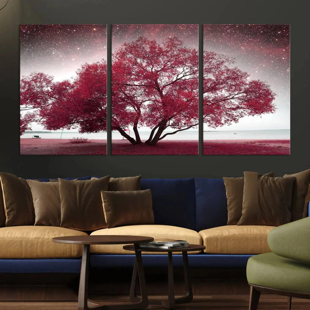 Red Tree Pop Color Wall Art Canvas Print