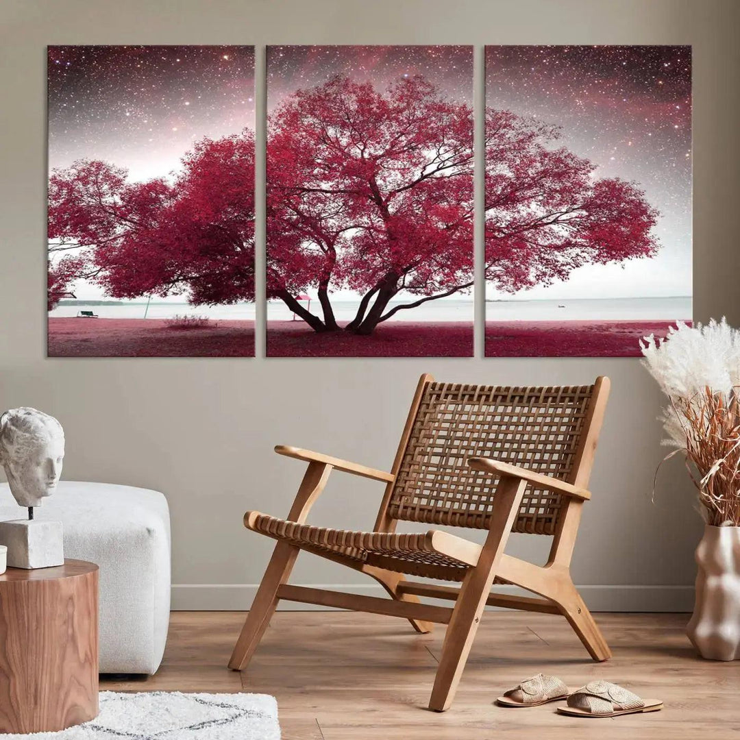 Red Tree Pop Color Wall Art Canvas Print