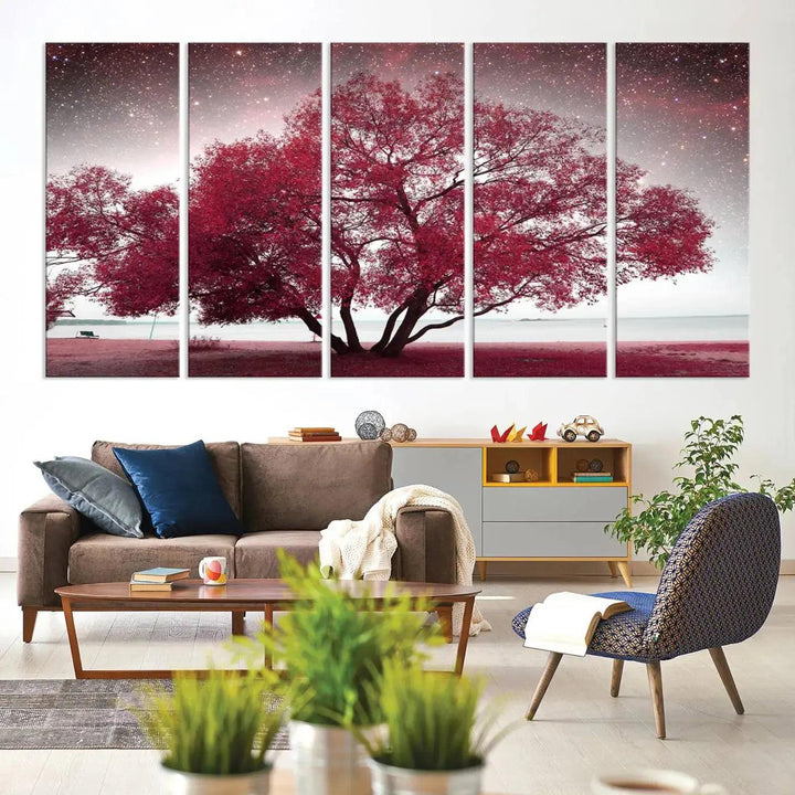 Red Tree Pop Color Wall Art Canvas Print