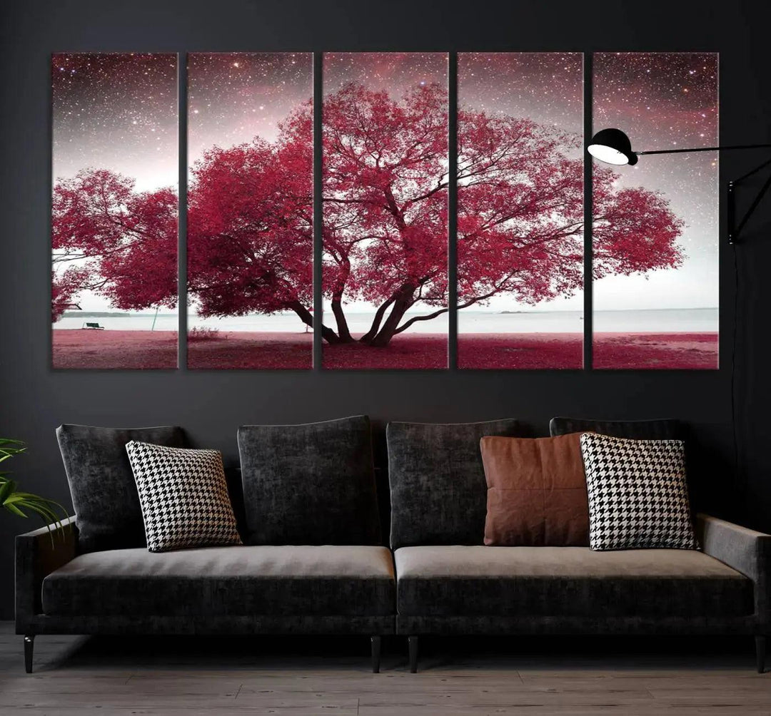 Red Tree Pop Color Wall Art Canvas Print