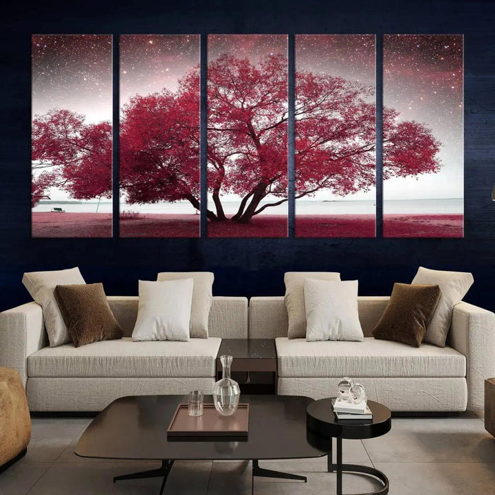 Red Tree Pop Color Wall Art Canvas Print