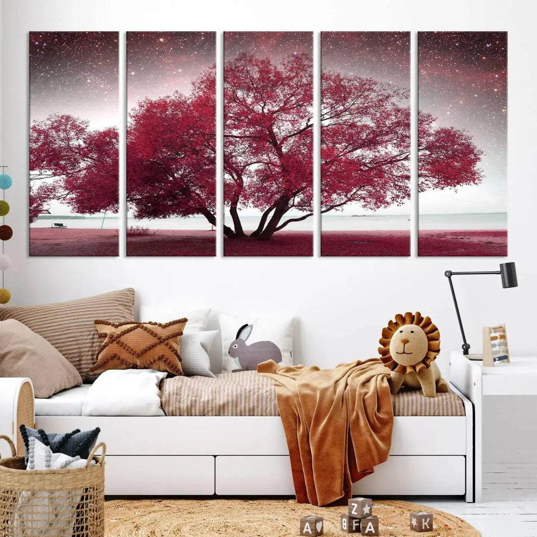 Red Tree Pop Color Wall Art Canvas Print