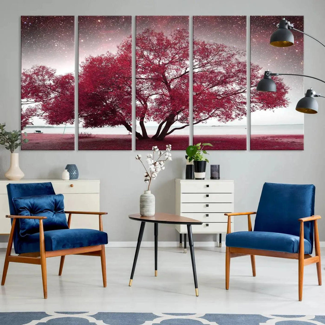 Red Tree Pop Color Wall Art Canvas Print