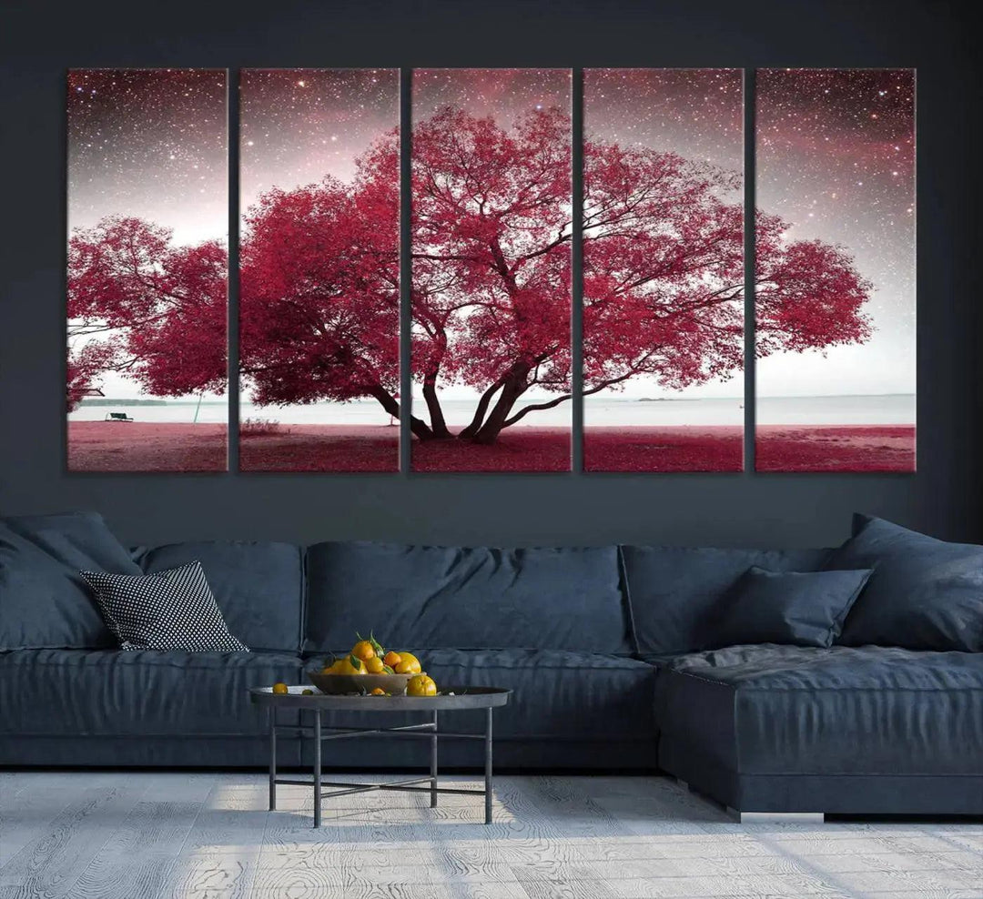 Red Tree Pop Color Wall Art Canvas Print