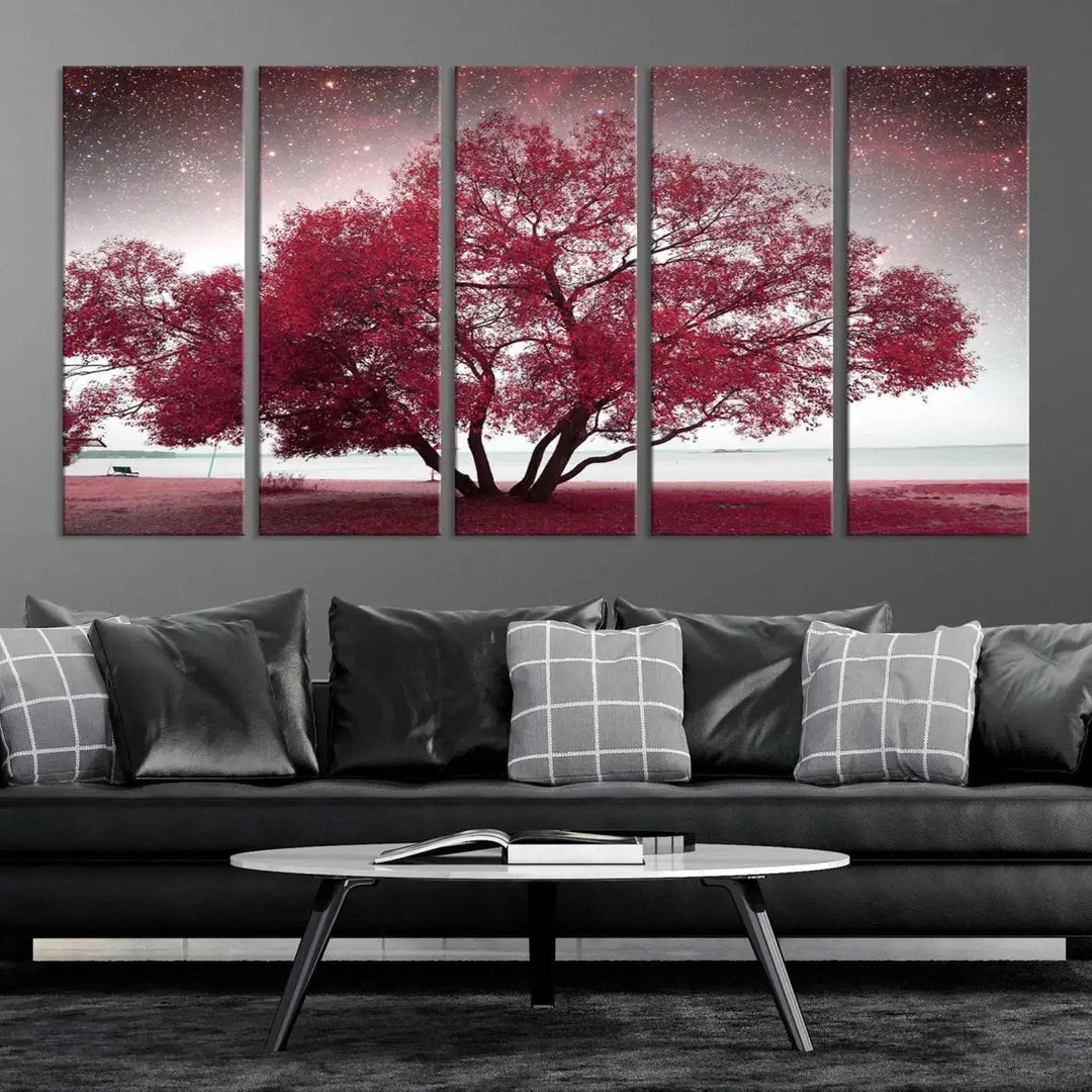 Red Tree Pop Color Wall Art Canvas Print