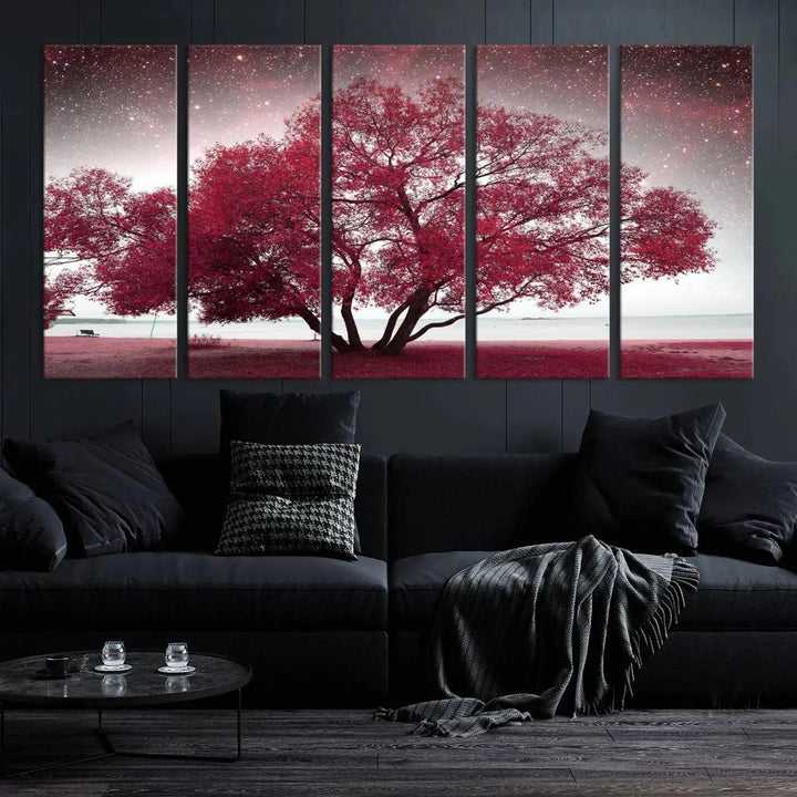 Red Tree Pop Color Wall Art Canvas Print