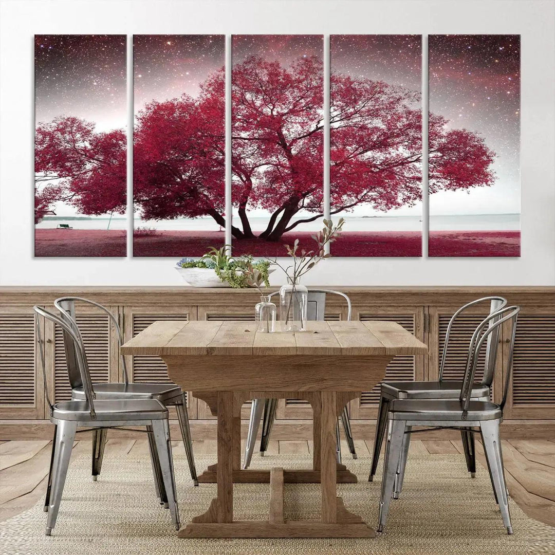 Red Tree Pop Color Wall Art Canvas Print