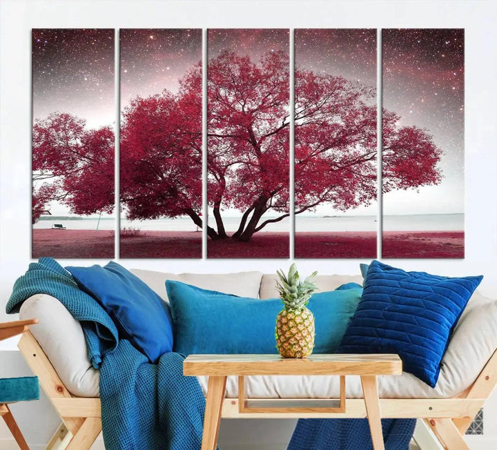 Red Tree Pop Color Wall Art Canvas Print