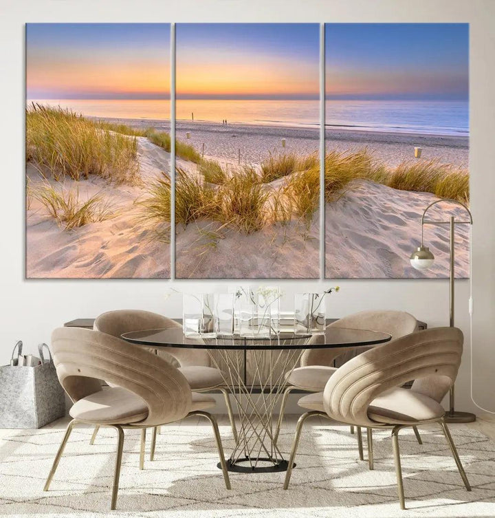 Relaxing Beach Sunset Wall Art Canvas Print Coastal Ocean Printing