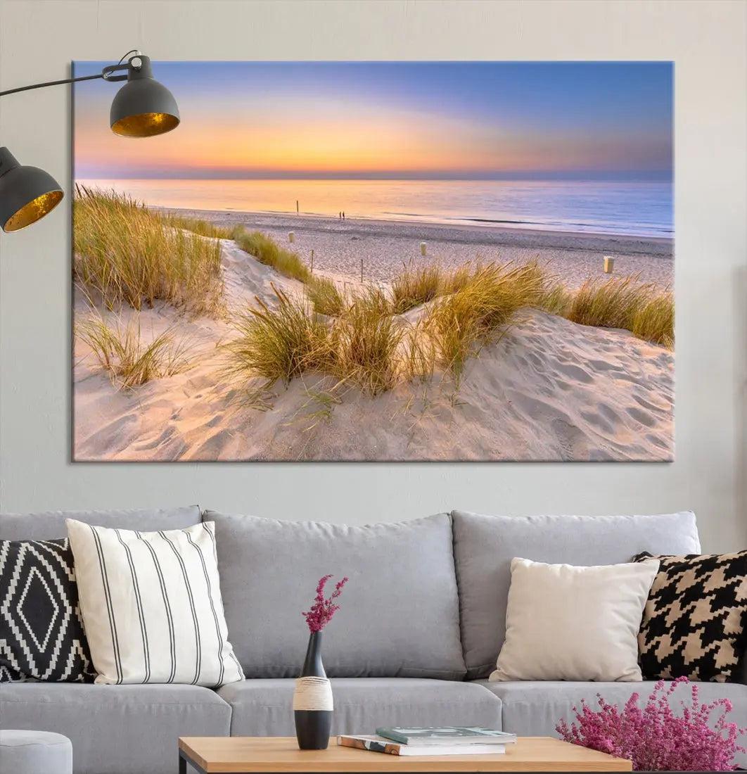 Relaxing Beach Sunset Wall Art Canvas Print Coastal Ocean Printing