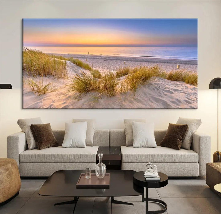 Relaxing Beach Sunset Wall Art Canvas Print Coastal Ocean Printing