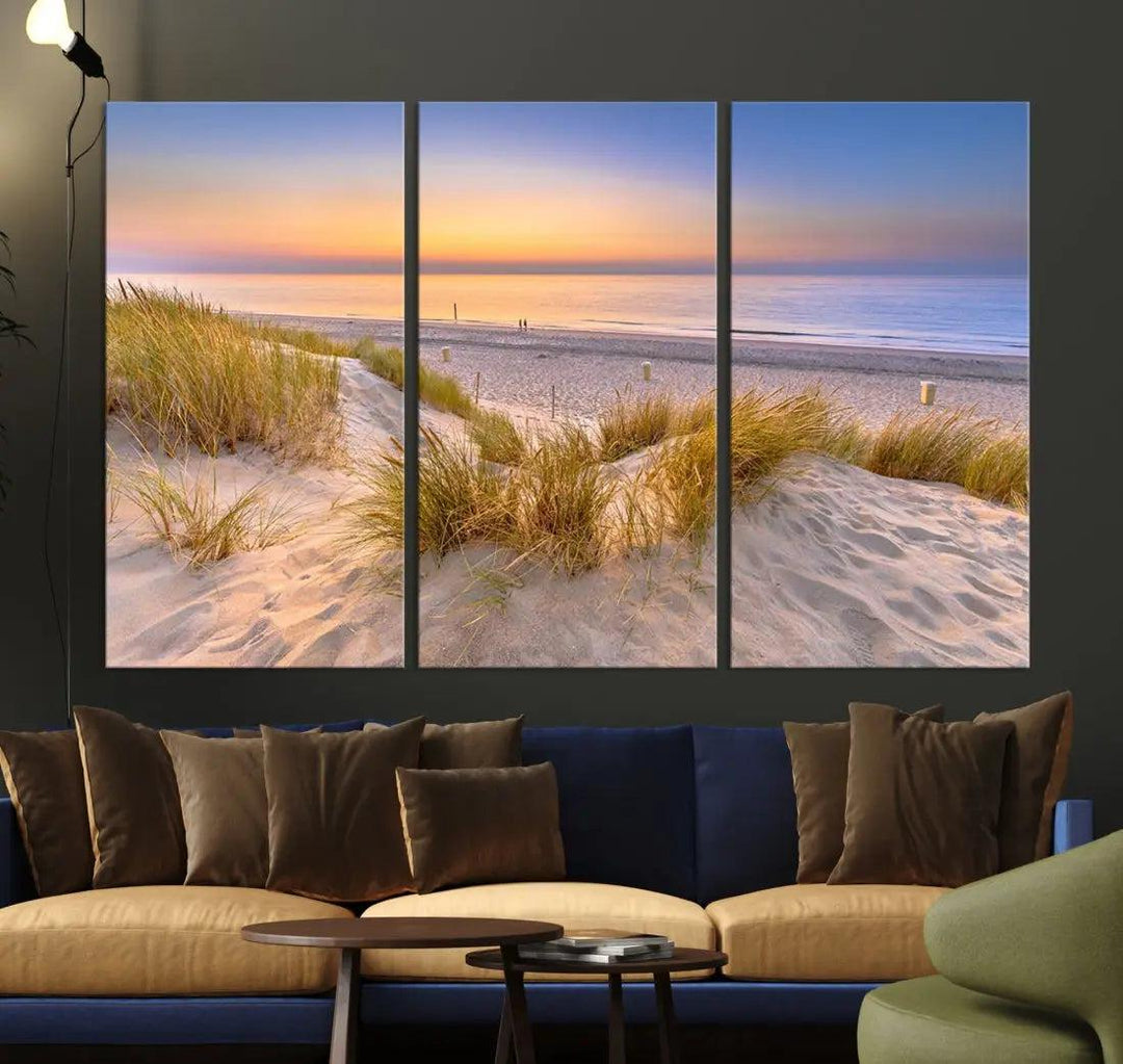 Relaxing Beach Sunset Wall Art Canvas Print Coastal Ocean Printing