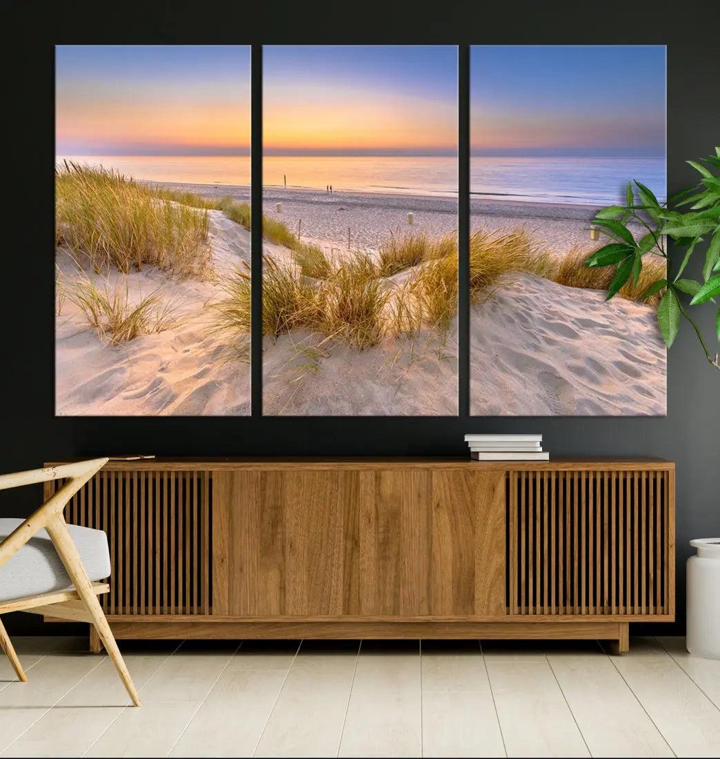 Relaxing Beach Sunset Wall Art Canvas Print Coastal Ocean Printing