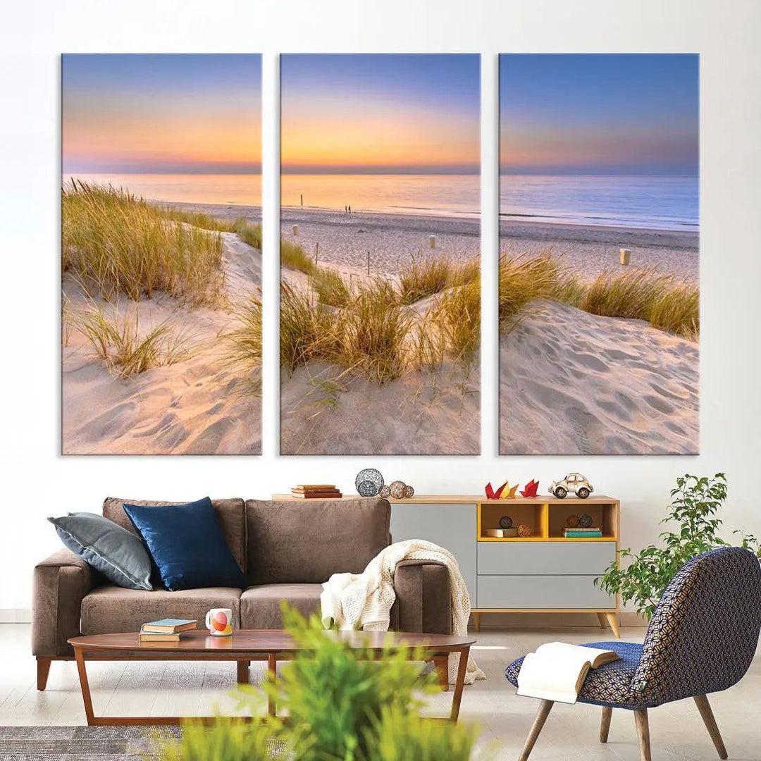 Relaxing Beach Sunset Wall Art Canvas Print Coastal Ocean Printing