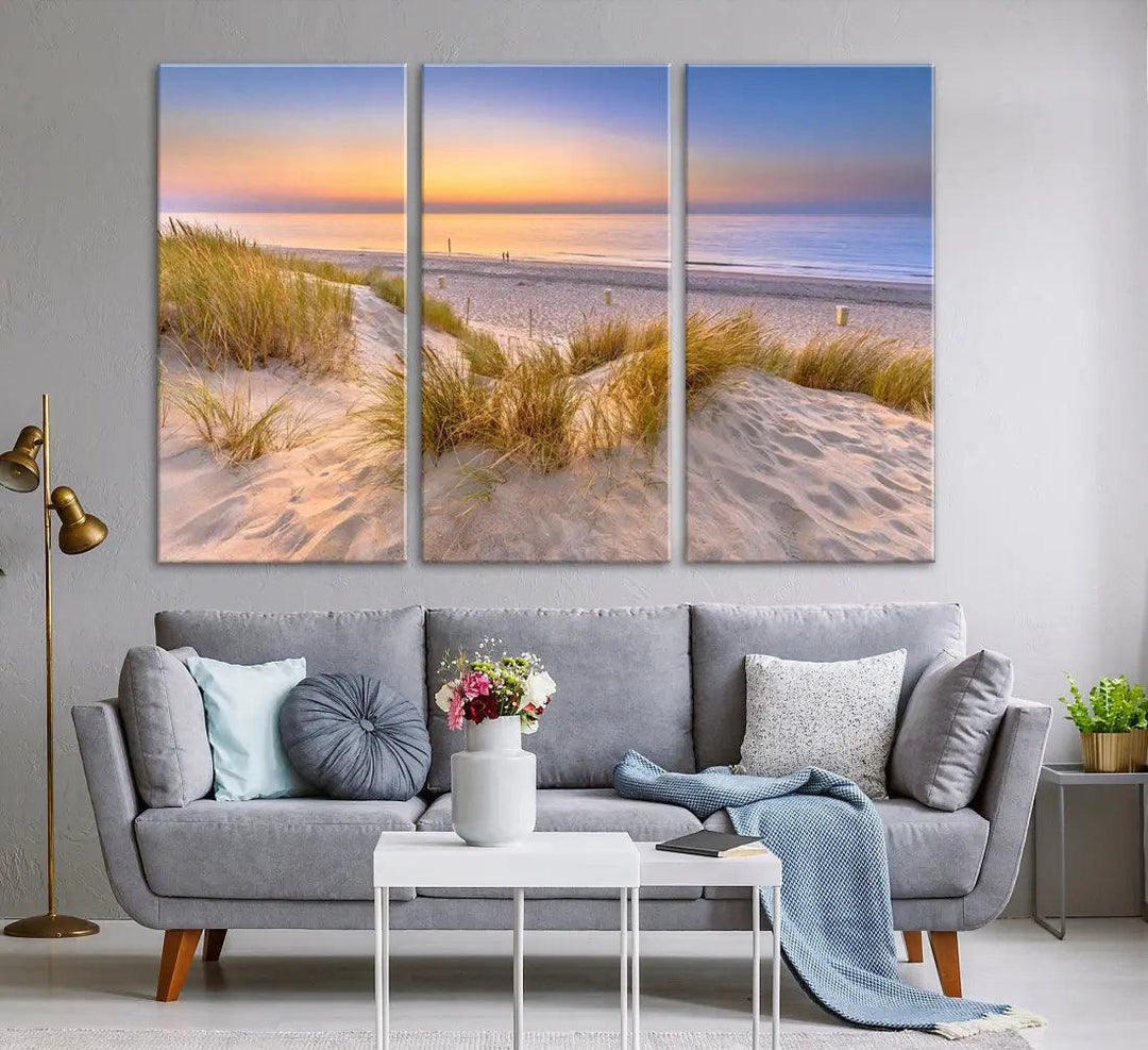 Relaxing Beach Sunset Wall Art Canvas Print Coastal Ocean Printing