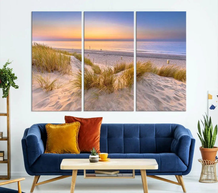 Relaxing Beach Sunset Wall Art Canvas Print Coastal Ocean Printing