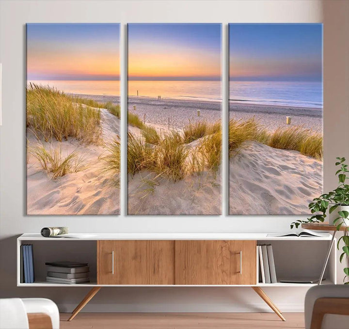 Relaxing Beach Sunset Wall Art Canvas Print Coastal Ocean Printing