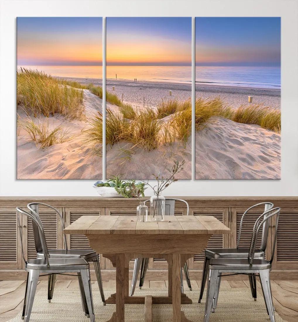 Relaxing Beach Sunset Wall Art Canvas Print Coastal Ocean Printing