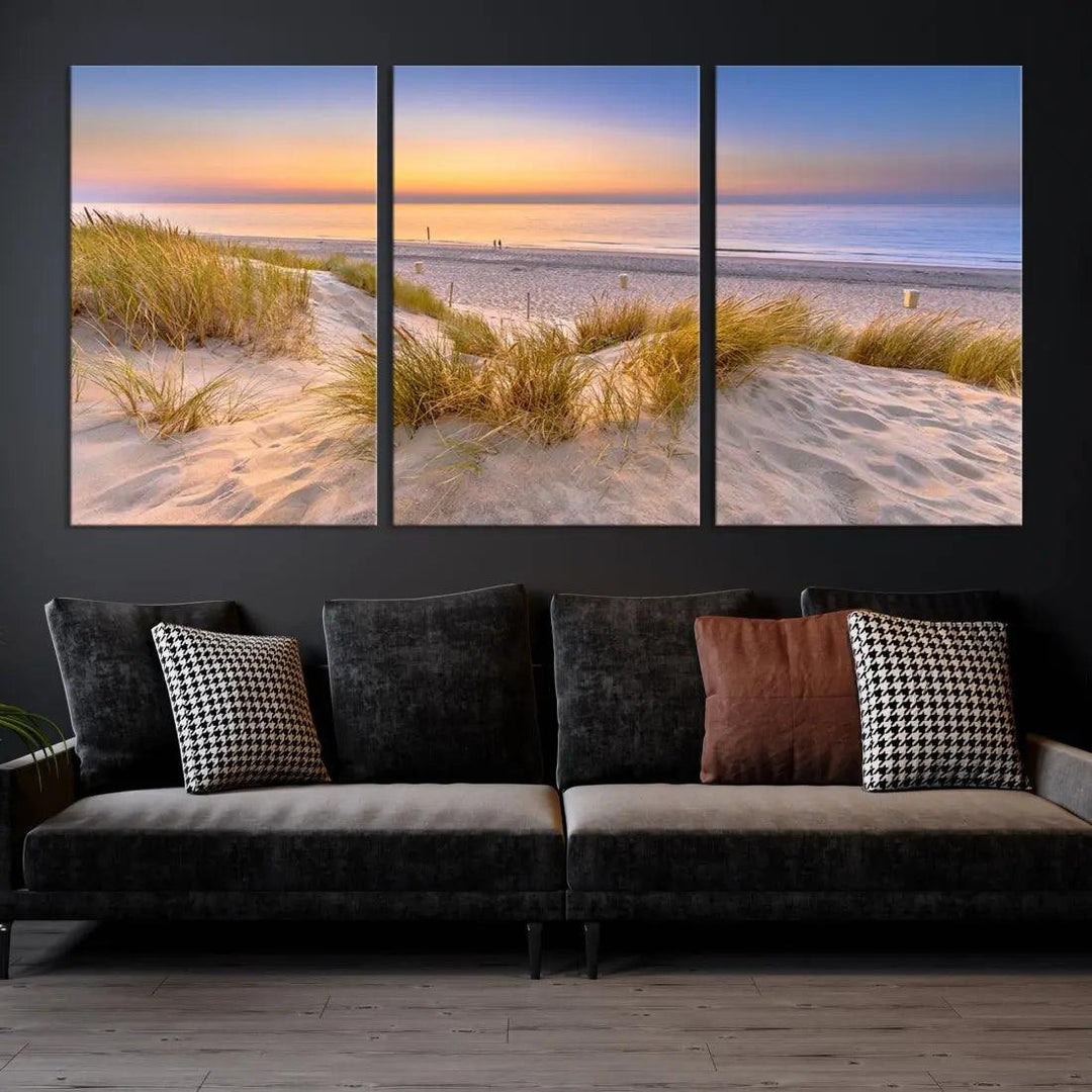 Relaxing Beach Sunset Wall Art Canvas Print Coastal Ocean Printing