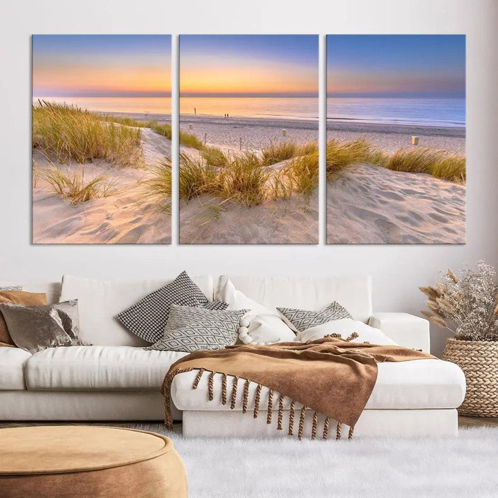 Relaxing Beach Sunset Wall Art Canvas Print Coastal Ocean Printing