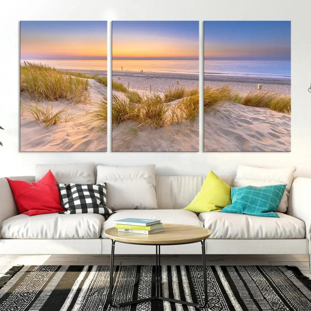 Relaxing Beach Sunset Wall Art Canvas Print Coastal Ocean Printing