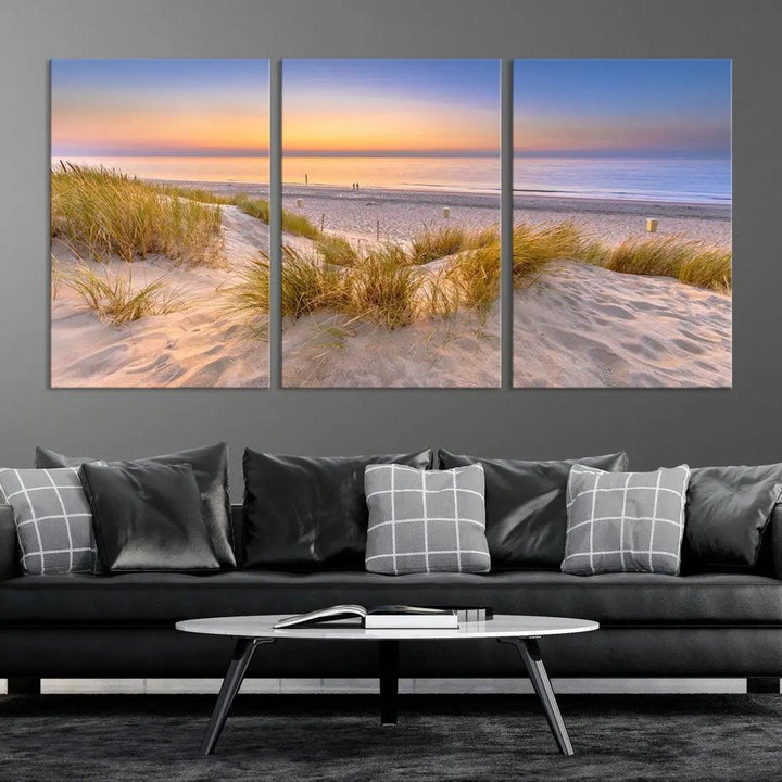 Relaxing Beach Sunset Wall Art Canvas Print Coastal Ocean Printing