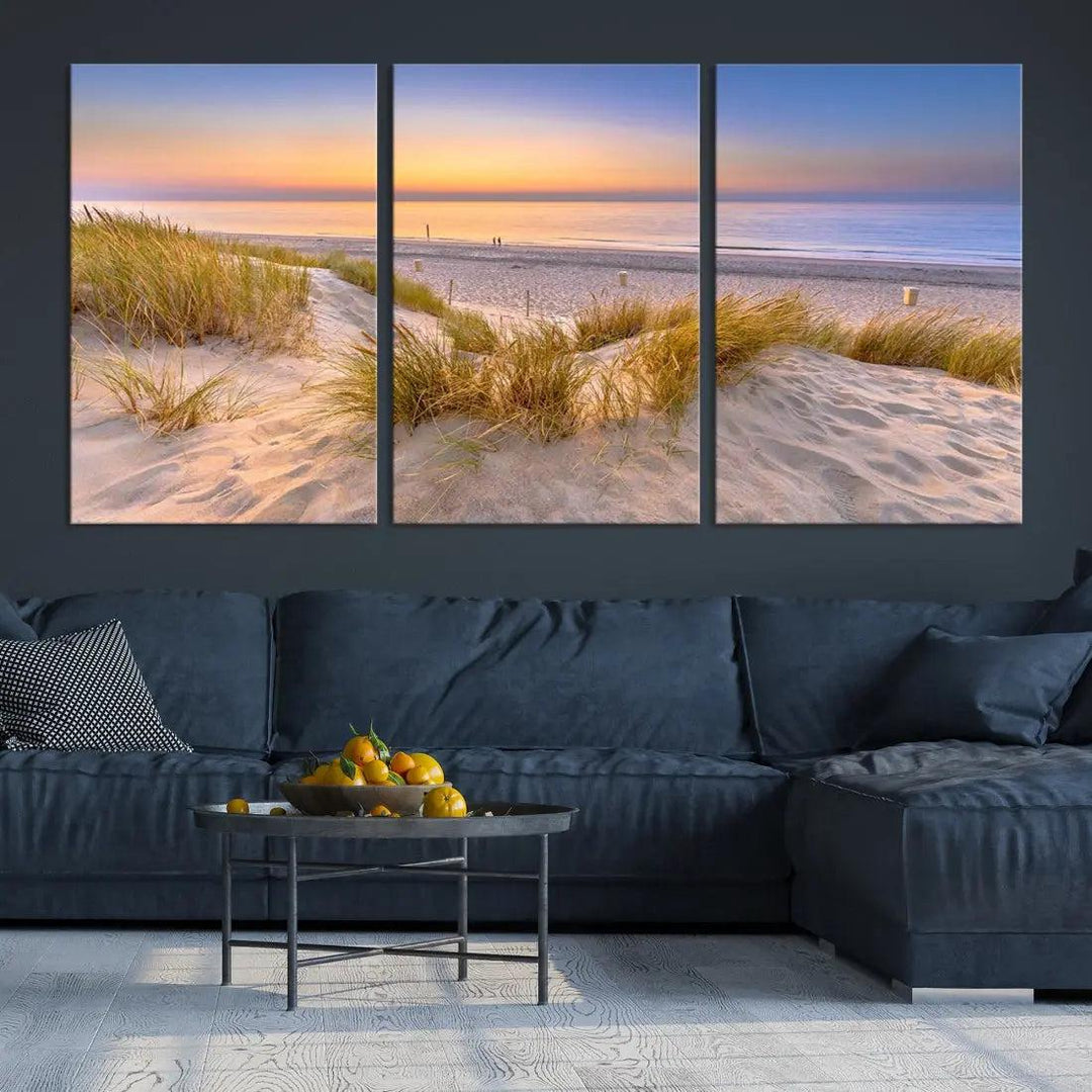 Relaxing Beach Sunset Wall Art Canvas Print Coastal Ocean Printing