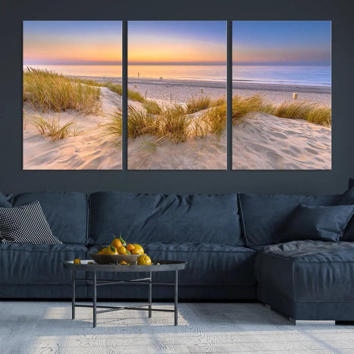 Relaxing Beach Sunset Wall Art Canvas Print Coastal Ocean Printing