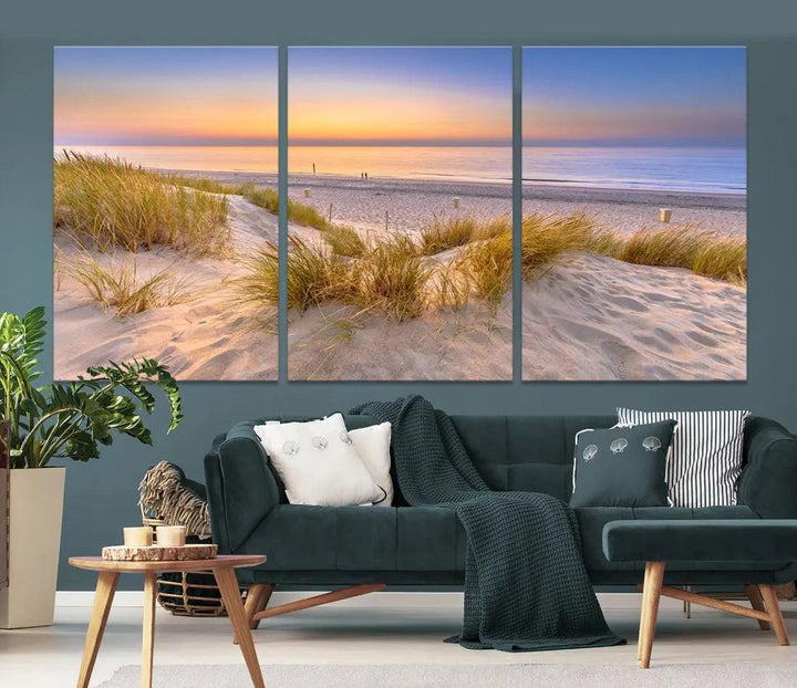 Relaxing Beach Sunset Wall Art Canvas Print Coastal Ocean Printing