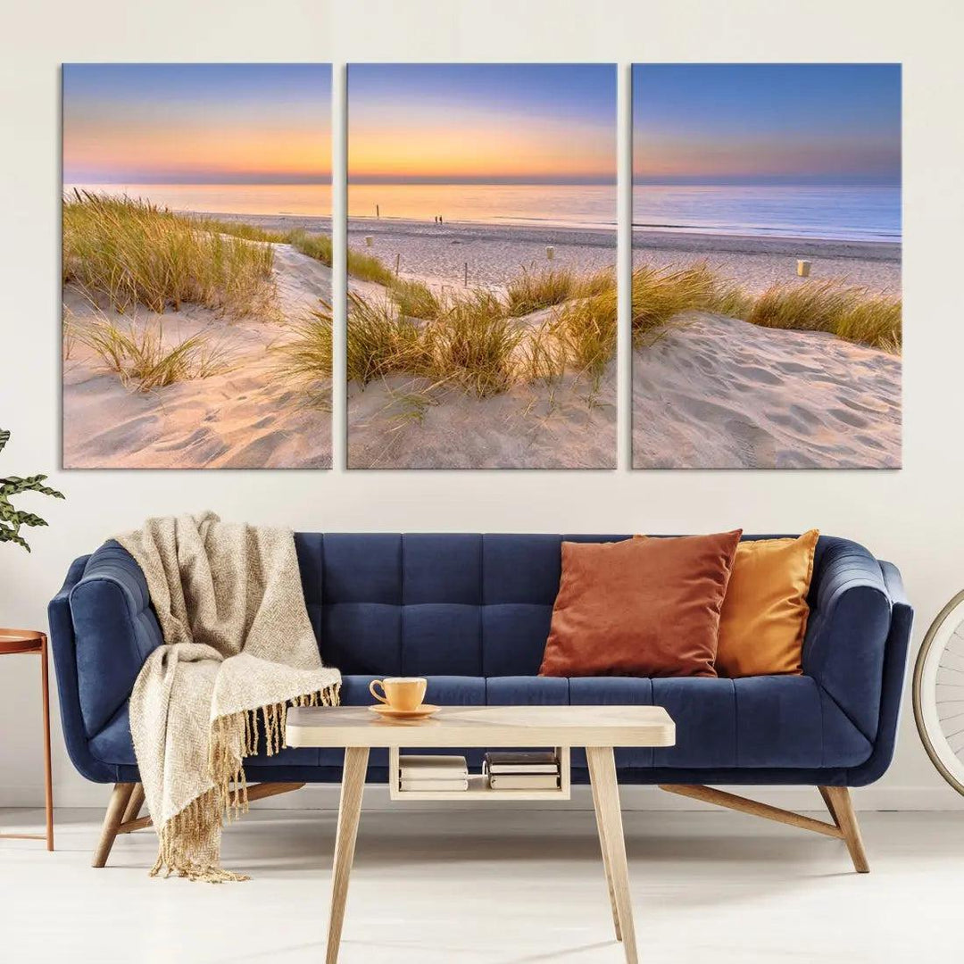 Relaxing Beach Sunset Wall Art Canvas Print Coastal Ocean Printing