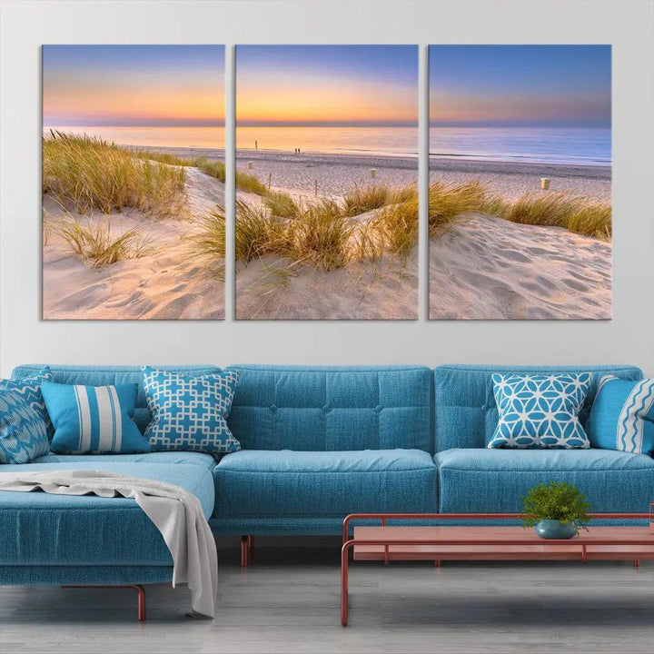 Relaxing Beach Sunset Wall Art Canvas Print Coastal Ocean Printing