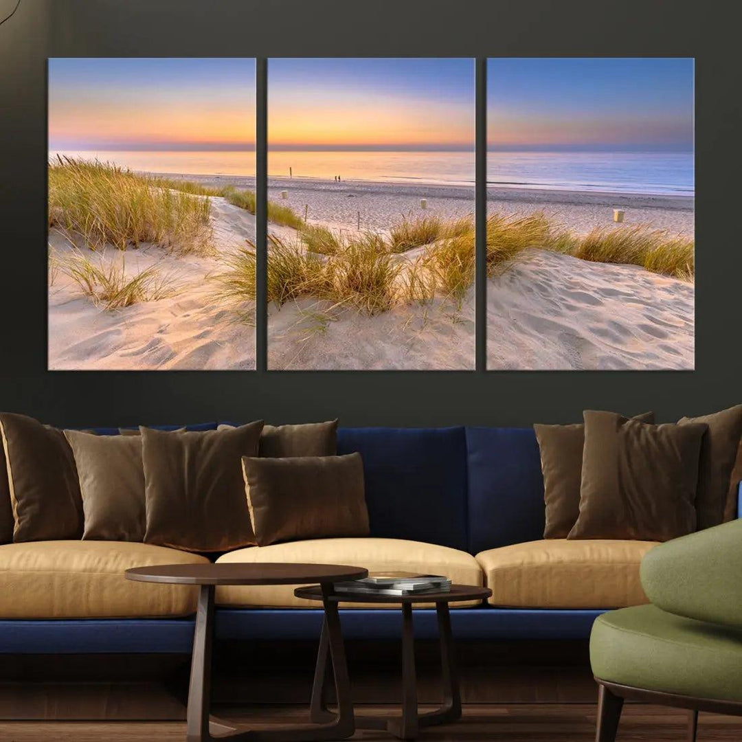 Relaxing Beach Sunset Wall Art Canvas Print Coastal Ocean Printing