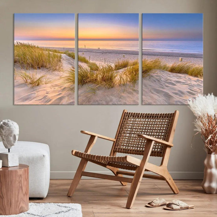 Relaxing Beach Sunset Wall Art Canvas Print Coastal Ocean Printing