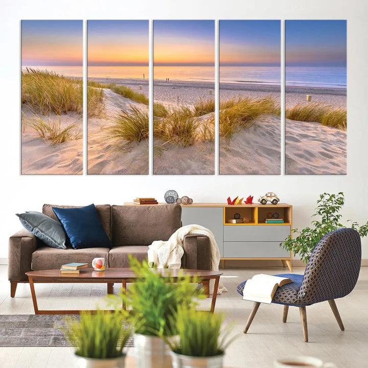 Relaxing Beach Sunset Wall Art Canvas Print Coastal Ocean Printing