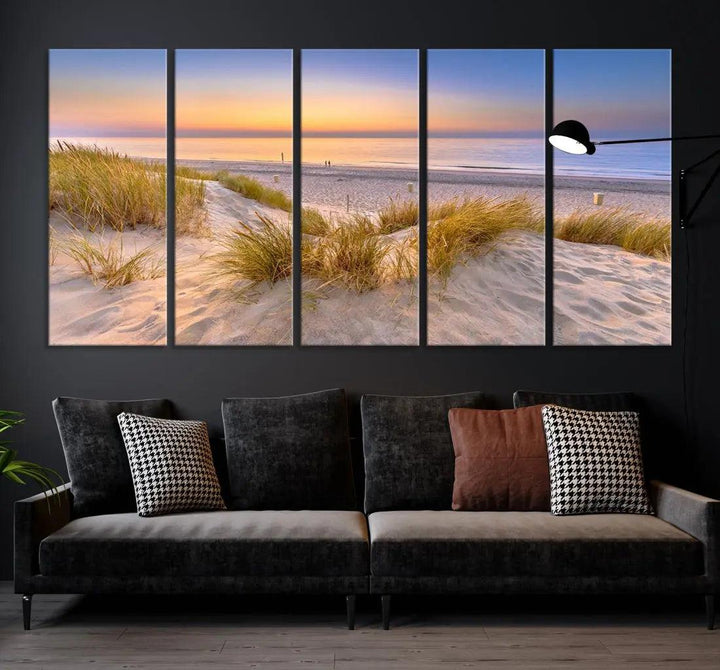 Relaxing Beach Sunset Wall Art Canvas Print Coastal Ocean Printing