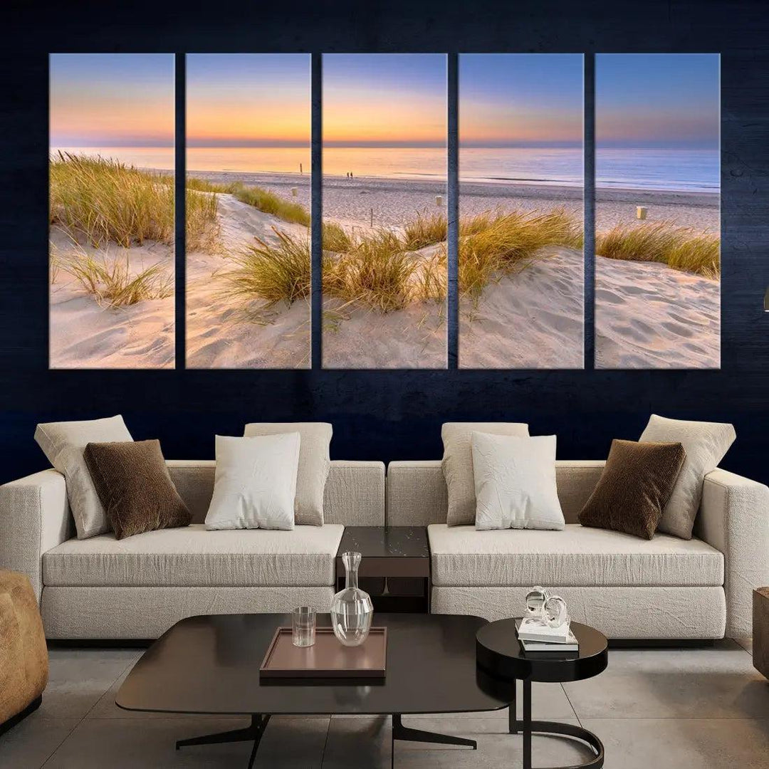 Relaxing Beach Sunset Wall Art Canvas Print Coastal Ocean Printing