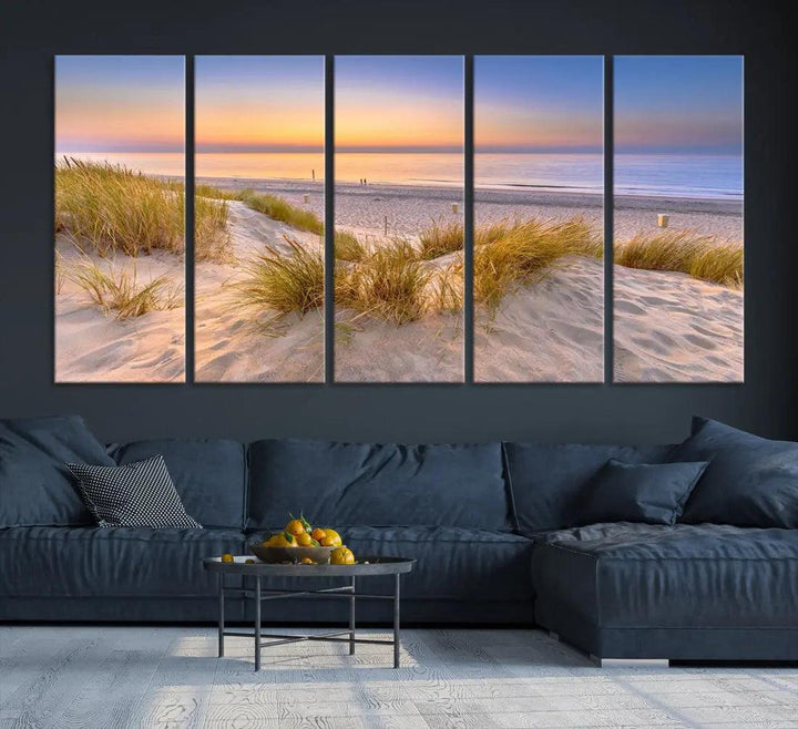 Relaxing Beach Sunset Wall Art Canvas Print Coastal Ocean Printing