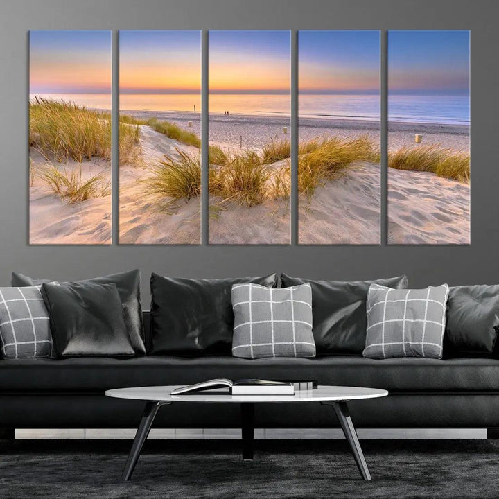 Relaxing Beach Sunset Wall Art Canvas Print Coastal Ocean Printing