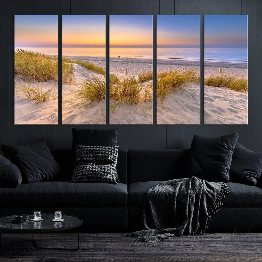 Relaxing Beach Sunset Wall Art Canvas Print Coastal Ocean Printing