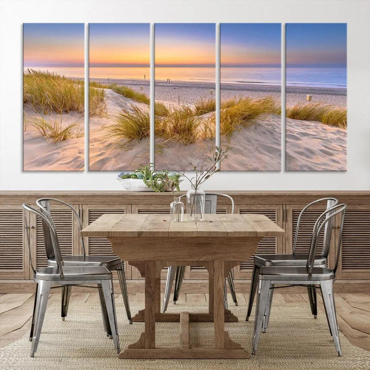 Relaxing Beach Sunset Wall Art Canvas Print Coastal Ocean Printing