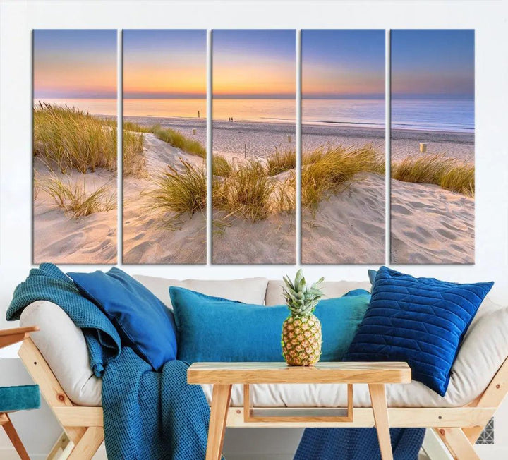 Relaxing Beach Sunset Wall Art Canvas Print Coastal Ocean Printing