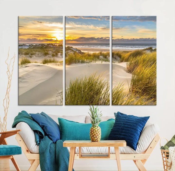 Relaxing Sunset Beach Ocean Large Wall Art Canvas Print Nursery Decor