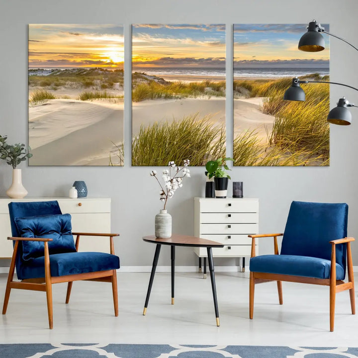 Relaxing Sunset Beach Ocean Large Wall Art Canvas Print Nursery Decor