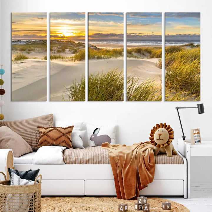 Relaxing Sunset Beach Ocean Large Wall Art Canvas Print Nursery Decor