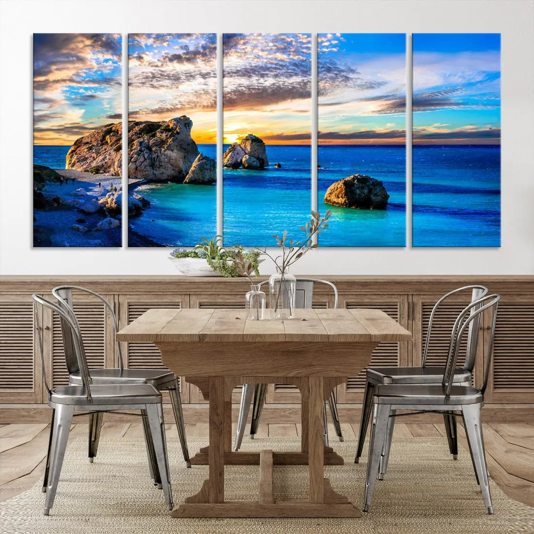 Rocks in Ocean Beach Picture Canvas Wall Art Print Coastal Art