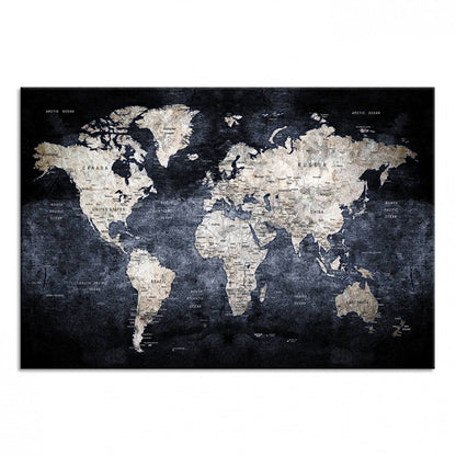 82598-MGV-CV-36X24-Rustic Black and Bronz World Map Canvas – Vintage-Inspired Triptych – Large Wall Art for Living Room