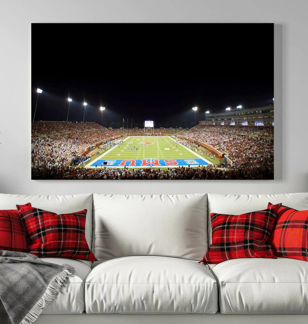 SMU Mustangs Football Team Print - Dallas Gerald J. Ford Stadium Wall Art Canvas Print