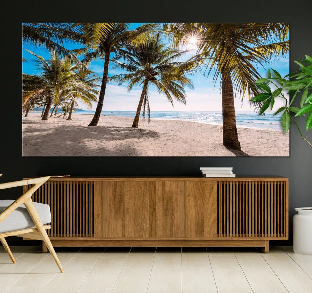 Sandy Tropical Beach Canvas Wall Art Print Ocean Landscape Art Framed