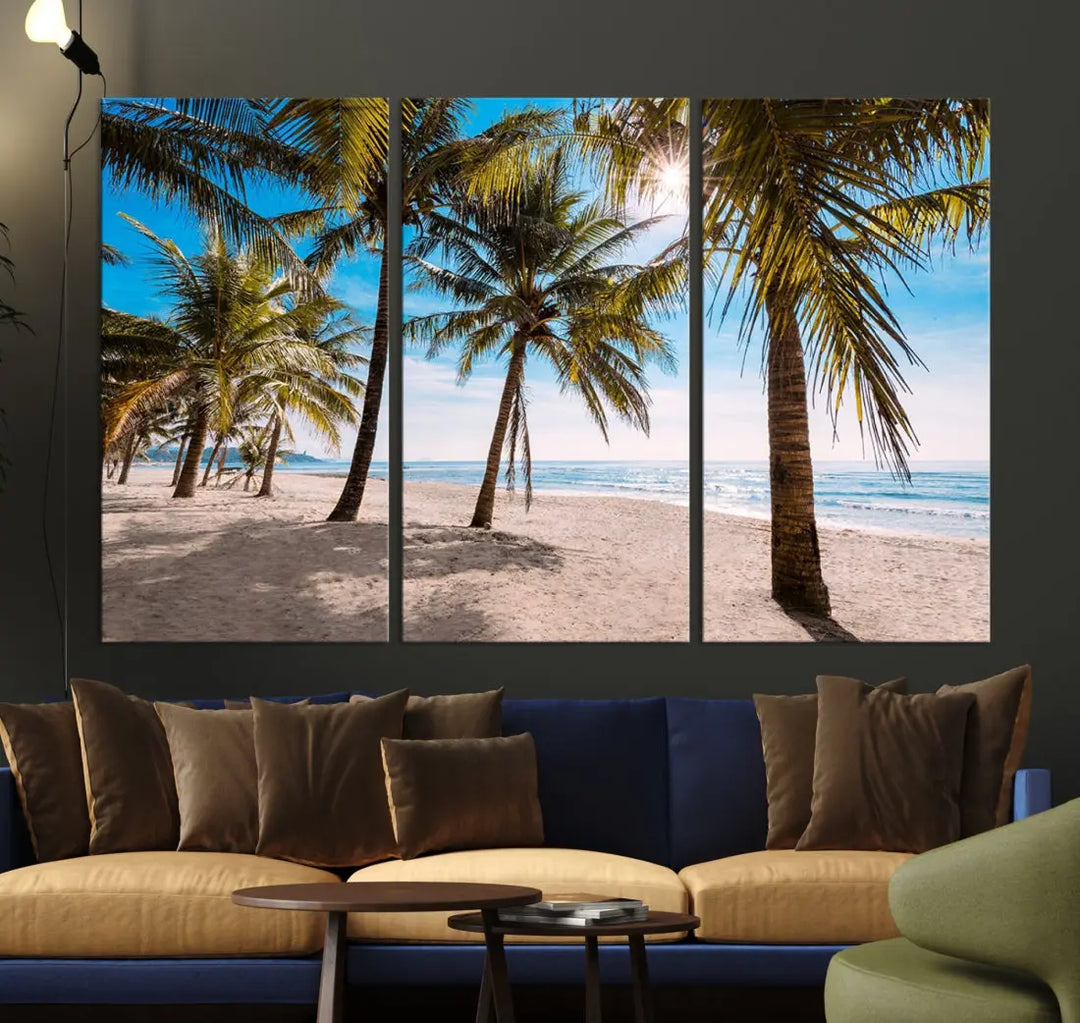 Sandy Tropical Beach Canvas Wall Art Print Ocean Landscape Art Framed