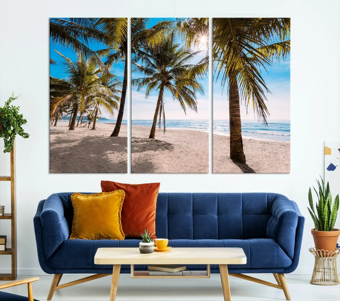 Sandy Tropical Beach Canvas Wall Art Print Ocean Landscape Art Framed